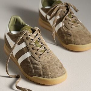 Gola x Anthropologie Stadium Suede Sneakers Size 8 Khaki/Off-White Olive
